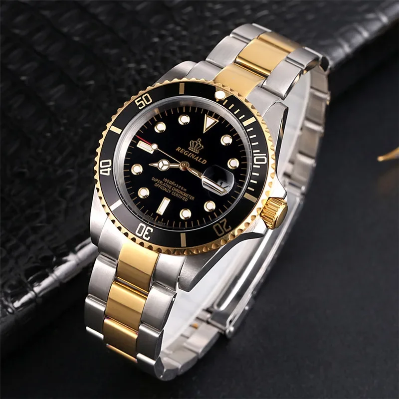 

Reginald Watches Rotatable Bezel GMT Sapphire Glass Date Stainless Steel Watch Men Sports Watches relogio masculino reloj hombre