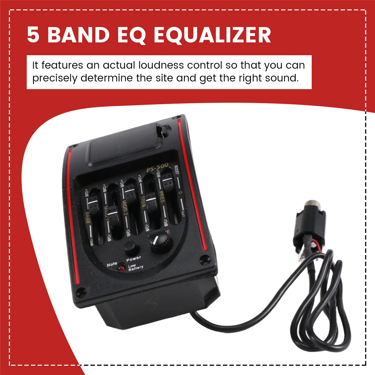 SMIEA Controlli tono a 5 bande Equalizzatore EQ Sintonizzatore PS-500 Chitarra acustica a 5 bande EQ Preamplificatore Equalizzatore Pickup Chitarra acustica