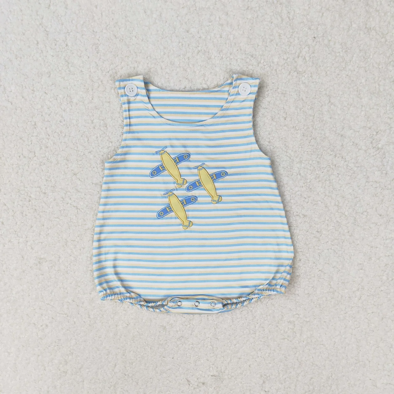 Wholesale Newborn Sleeveless Stripes Coverall Bodysuit Baby Boy Toddler Embroidery Romper Kids Summer One-piece Jumpsuit