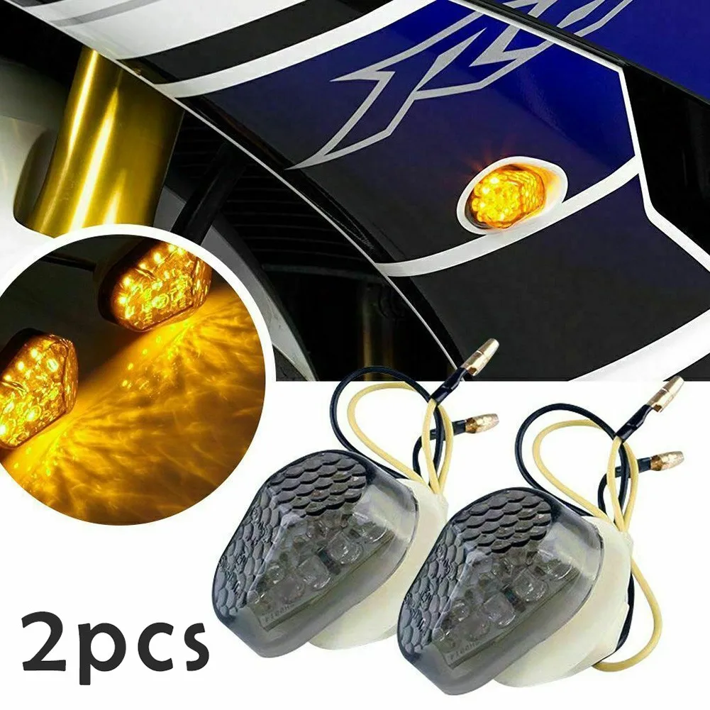 Smoke Lens Motorcycle Turn Signal Lights 1 Pair 12 LED Amber Blinker Indicator Side Light Waterproof Practical