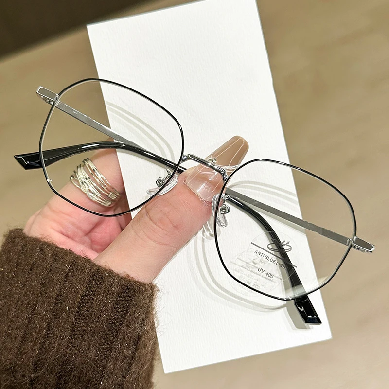 New Retro Anti-blue Light Glasses Myopia Glasses Frame Women's Literary Polygonal Glasses Frame Men Myopia Glasses MH9034