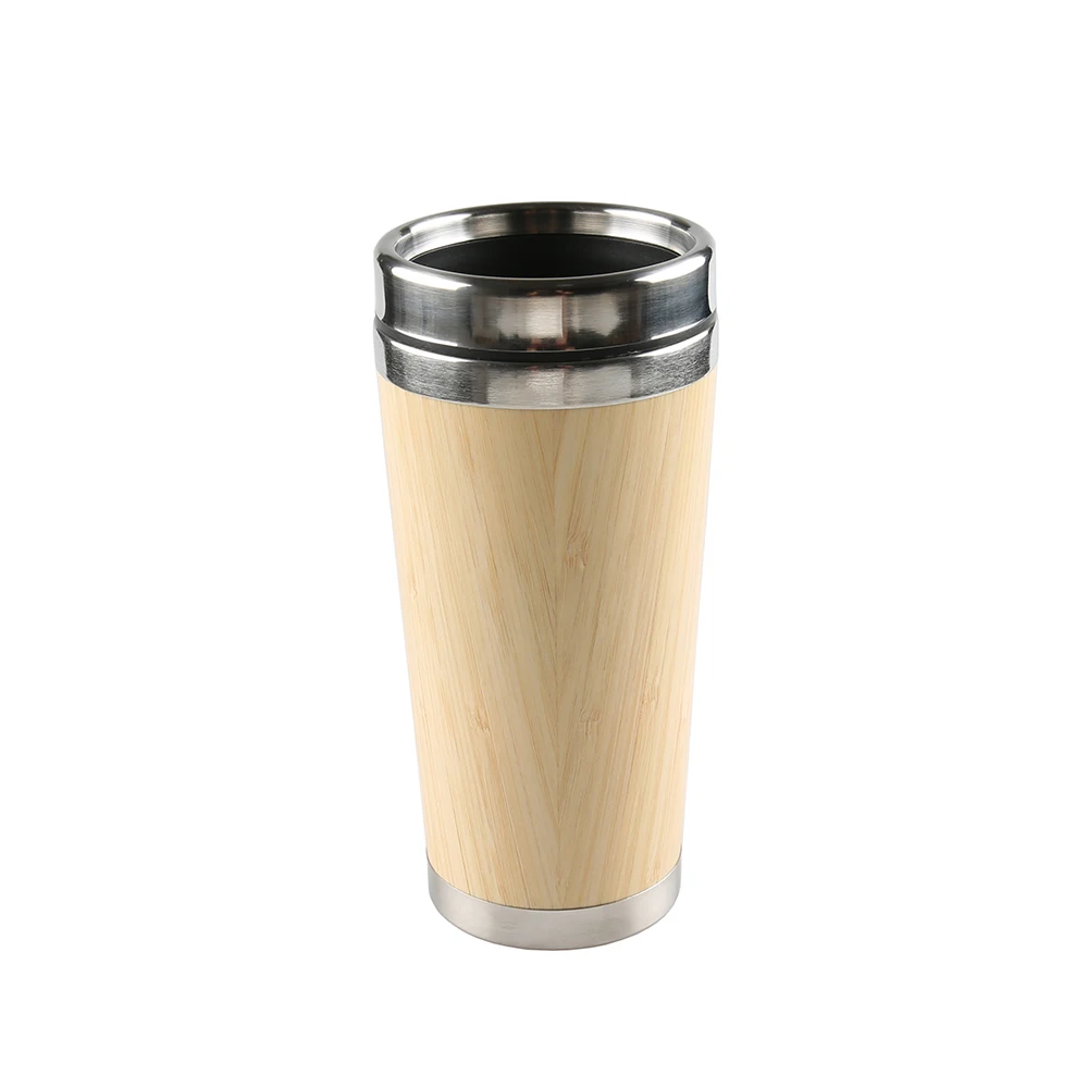 Car Cup Business Gift Stainless Steel Thermos Bottle Heat Resistant Portable Bamboo Travel Coffee Tumbler Insulated Mug with Lid
