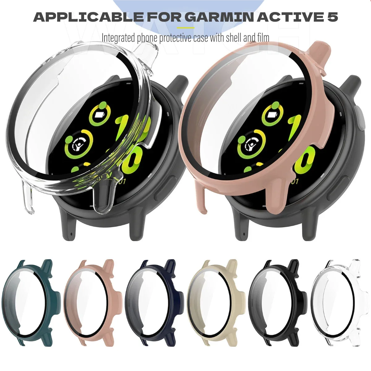 Case Glass For Garmin Vivoactive 5 / Active 5 Screen Protector Full Cover Film Protective Bumper Shell Active5 Vivoactive5