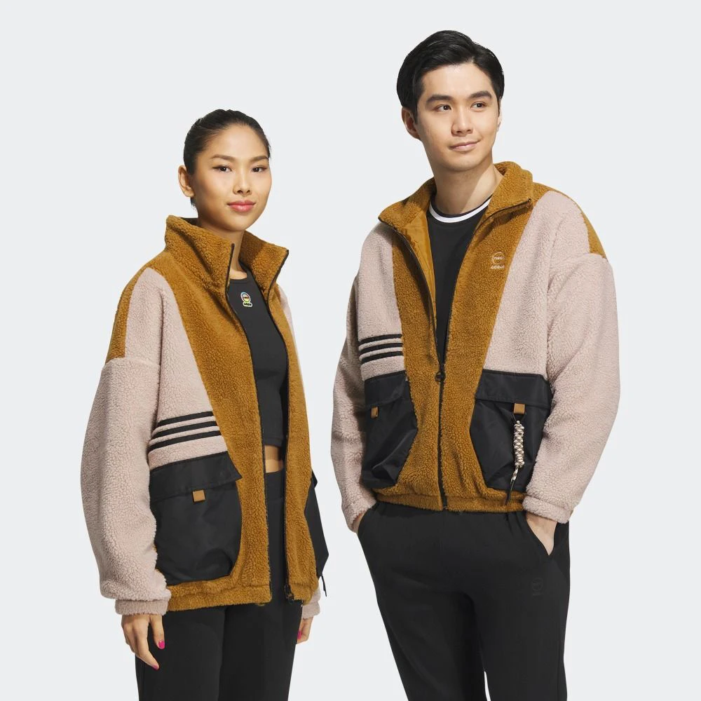

Adidas Originals Line Уютная флисовая куртка на молнии Удобные модные практичные карманы для городских повседневных сцен