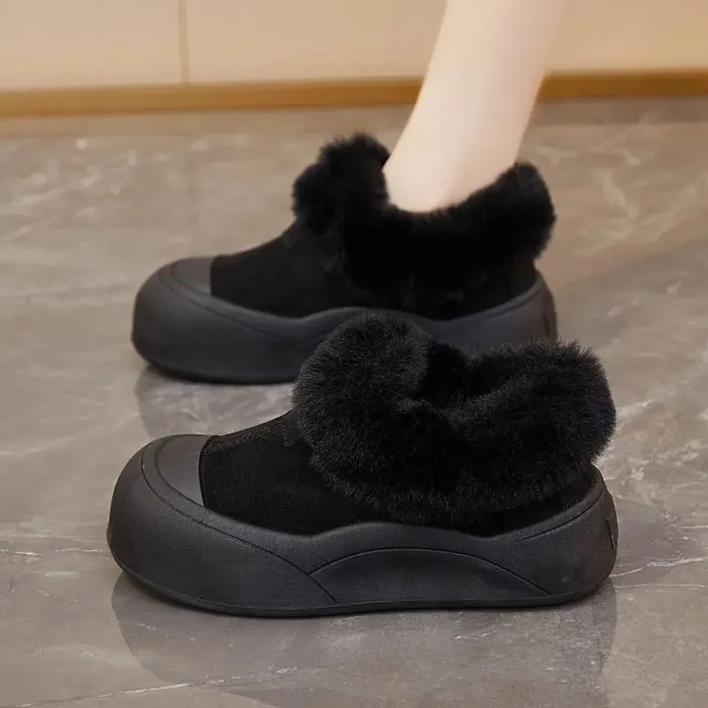 Suede Ladies Shoes Round Toe Ankle Cute Kawaii Women's Snow Boots Booties Elegant with Medium Heels Anti Slip No Slipery Fashion image 6