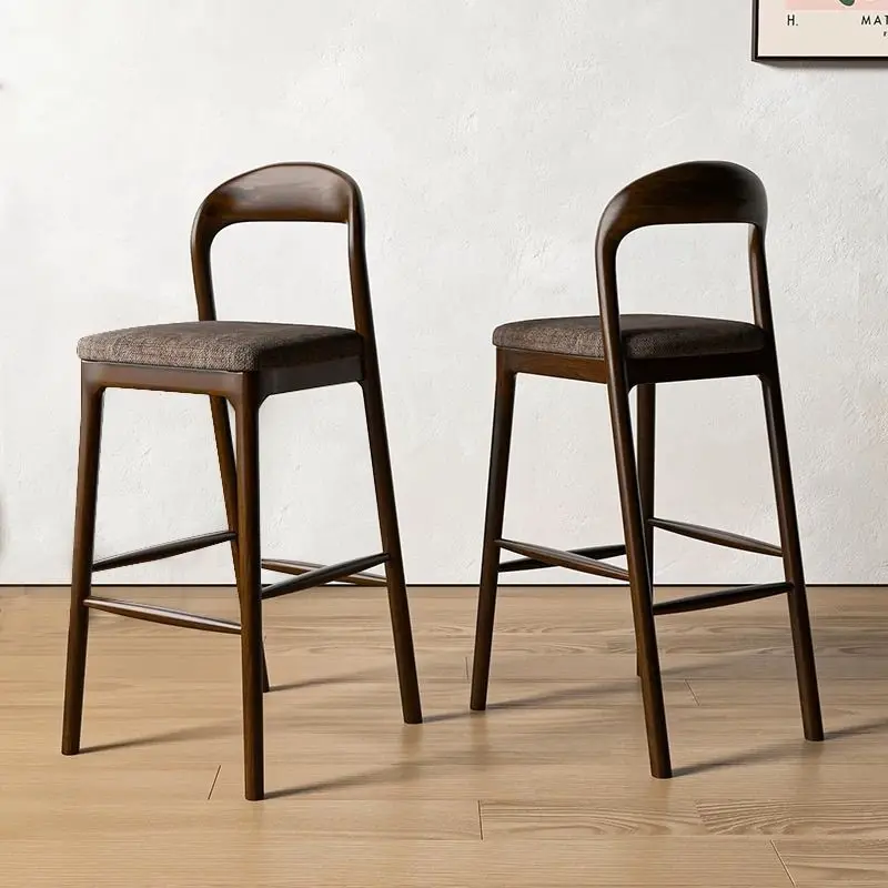 Ash wood whole package soft bag high-footed kitchen island table solid wood bar chair