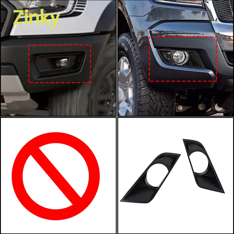 

2x ABS plastic Car front fog light decorative frame Fit for Ford Ranger T7 Wildtrak Pickup 2015-2021 Auto Accessories