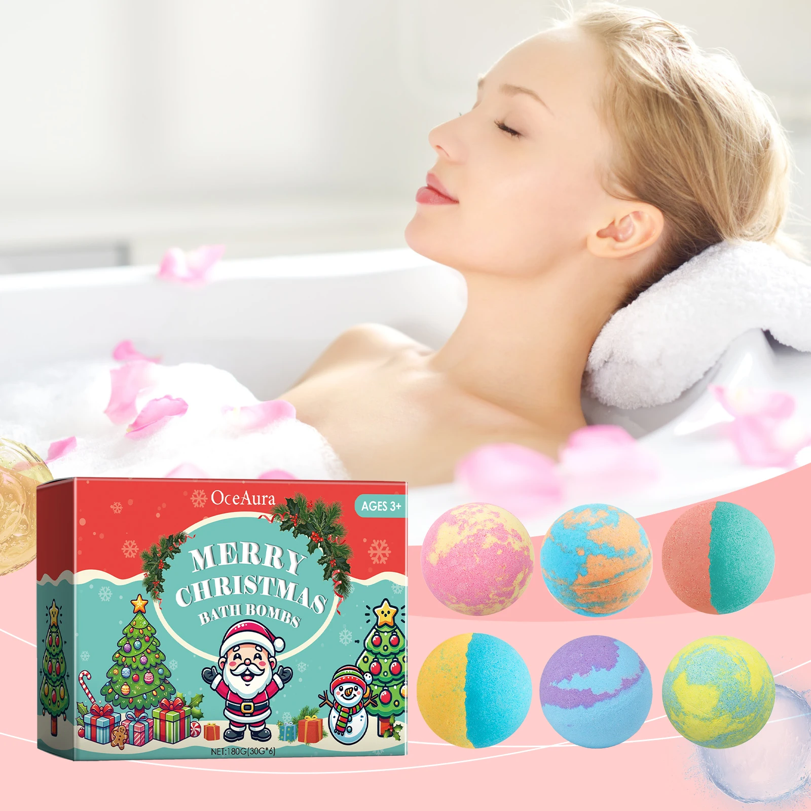 Christmas Color Bath Ball Help Create Foam, Provide Plant - based Fragrance, Long lasting Floral Scent, Relax Body, Clean Skin