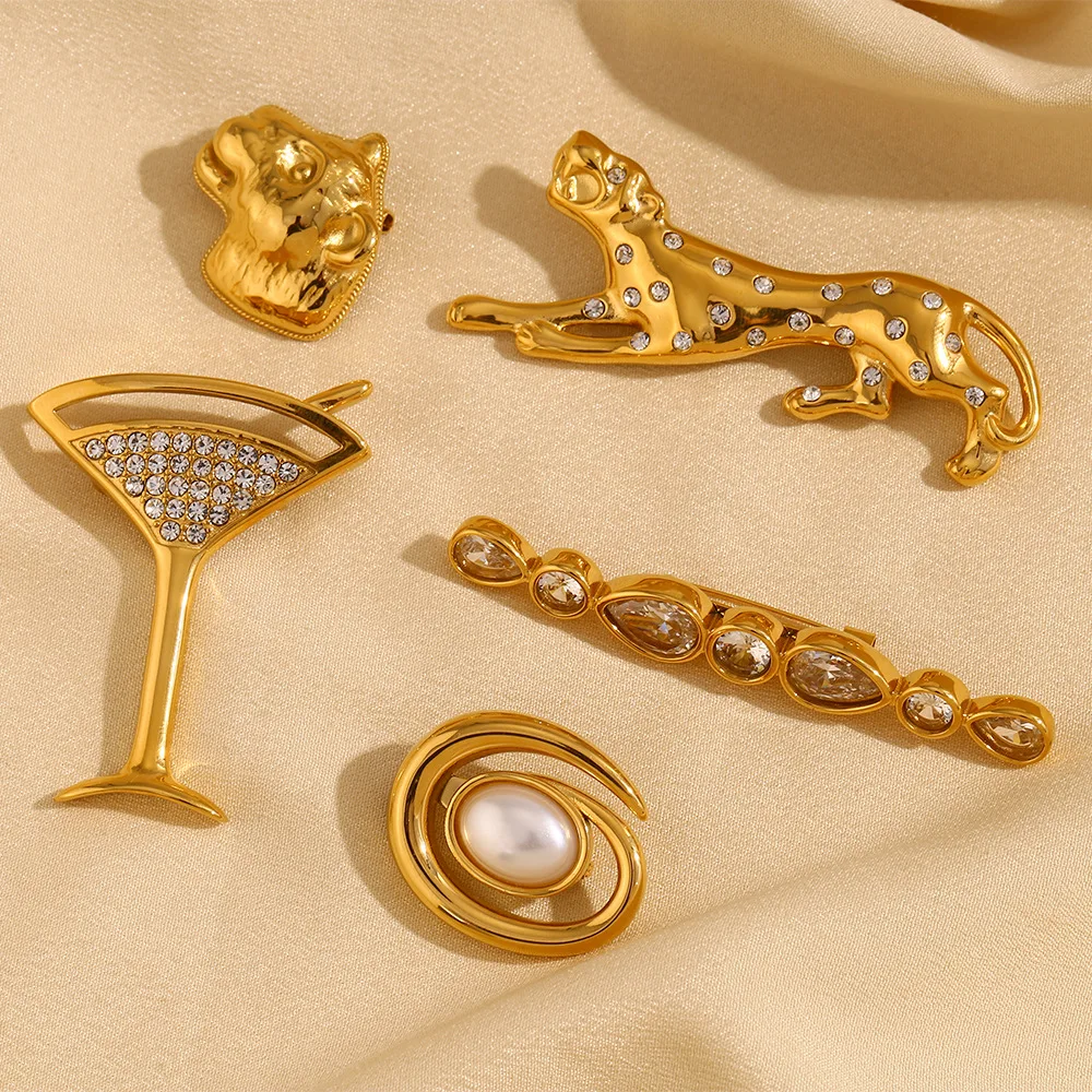 

Keen on Brooch Accessory Stainless Steel Conch Pearl European American Temperament Niche Design High-end Water Droplet Long Stri