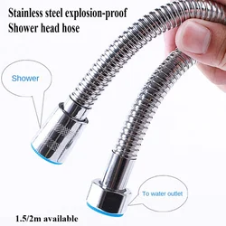 Bath Shower Hose Stainless Steel Extension Tube Bathroom Supplies Hot Water Shower Pipe 1PCS 1.5/2m Faucet Replacement Parts