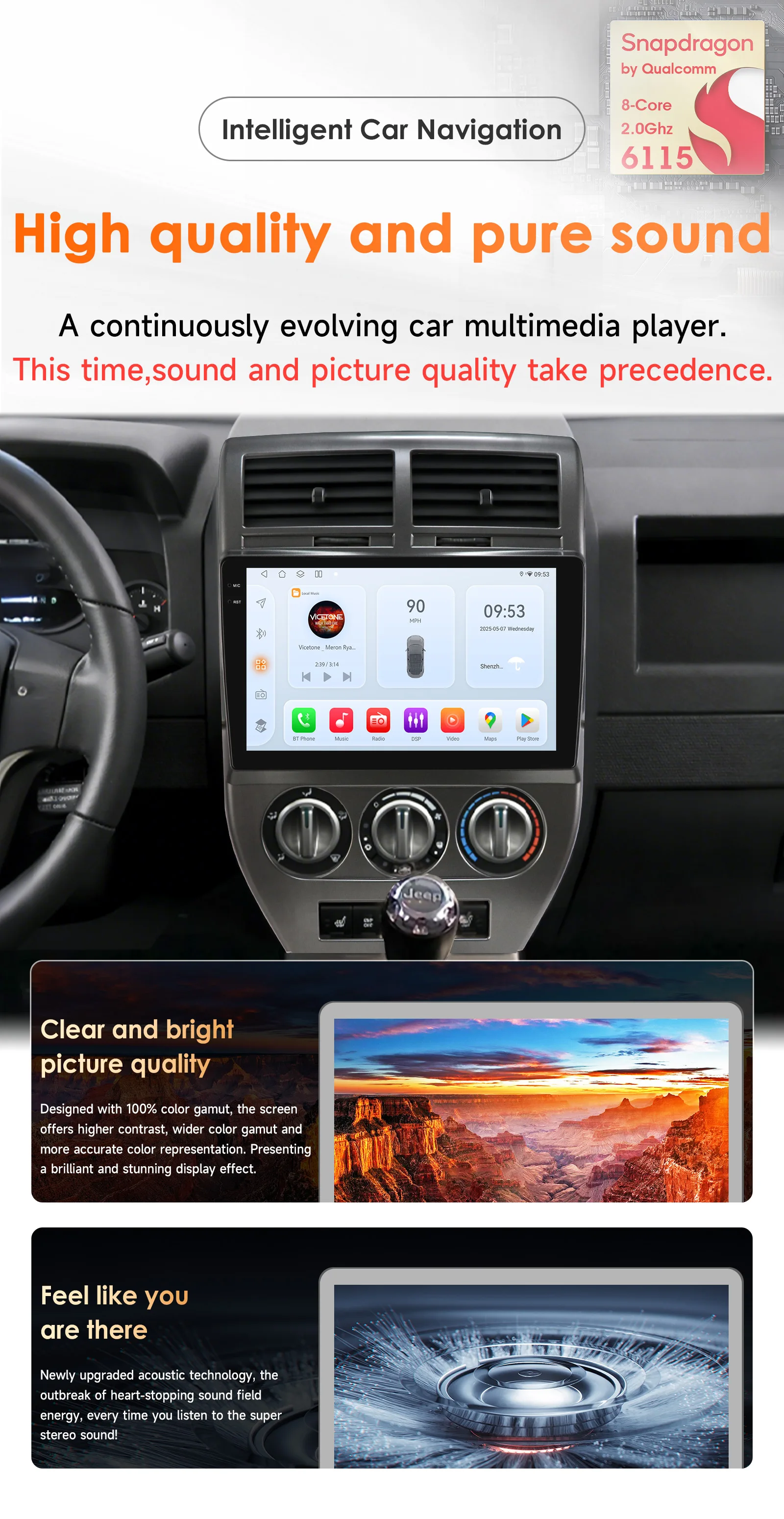 Android Autoradio für Jeep Compass Patriot 2007 - 2009 Multimedia-GPS 4G Carplay