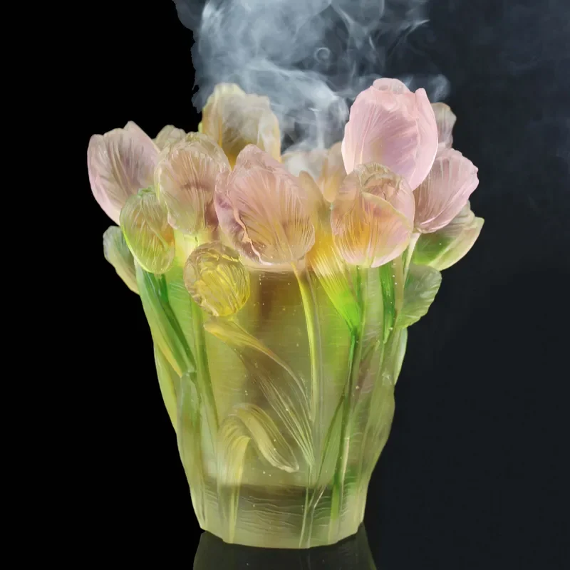 Home Decoration Glass Vase Elegant Glazed Vase Glazed Crystal Table Center Piece Luxury Wedding Gift Packaging 1 Pc