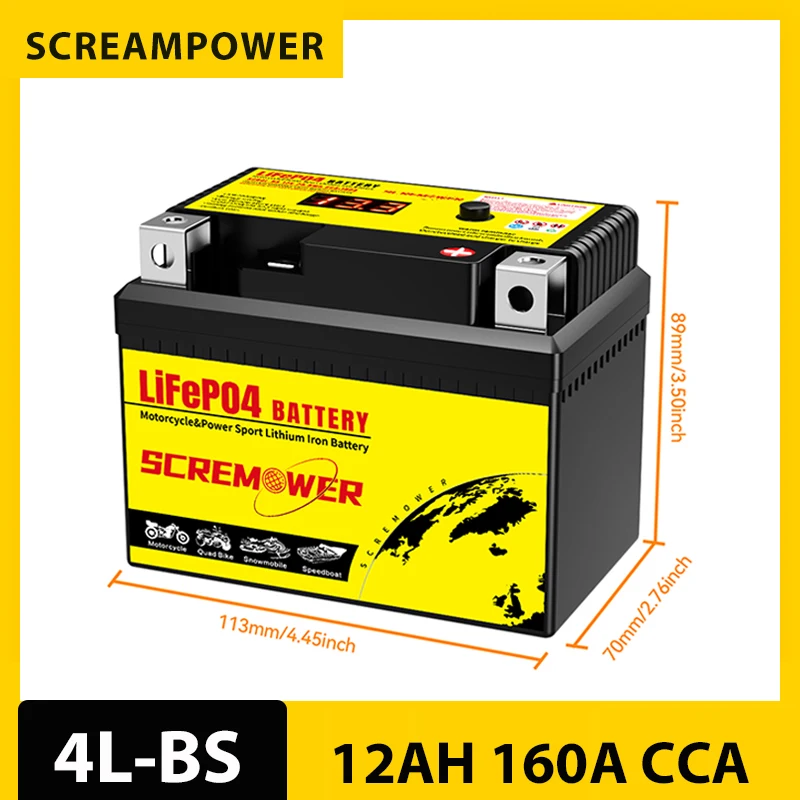 

4L-BS Motorcycles Lithium Battery 12V 2Ah 160CA with Smart BMS,For Small street Bikes,Dirt bikes, Scooter, Snowmobile, Motocross