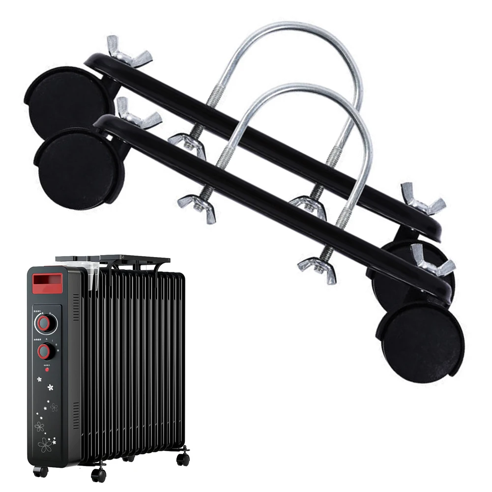 

2x Mobile Pulley Bracket Casters Stand for Electric Heater Oil Ting Hydroelectric Radiator Carbon Steel Black Rotating Wheels