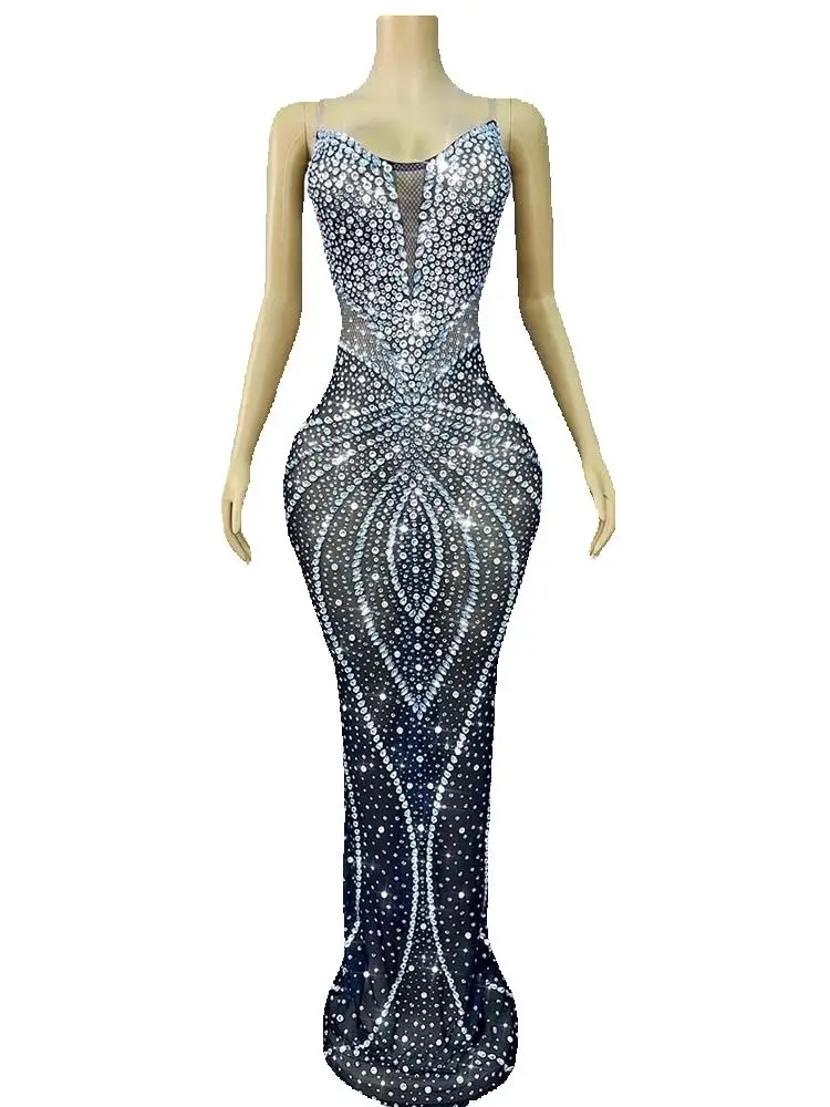 

High Quality Hot Stamping Sexy Perspective Mesh Suspender Dress 2025 New Fashion Custom Women'S Clothing