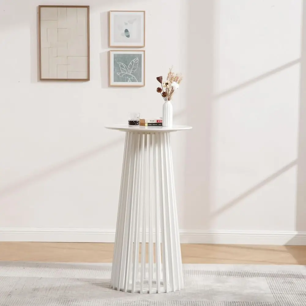 

Круглый белый коктейльный стол на 24 персоны с деревянной столешницей, высотой 43,5 дюйма