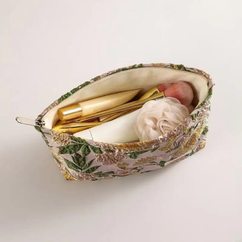 Travel Friendly Canvas Makeup with Zippers for Women Secure Storage Stylish Cosmetic Bag Toiletry