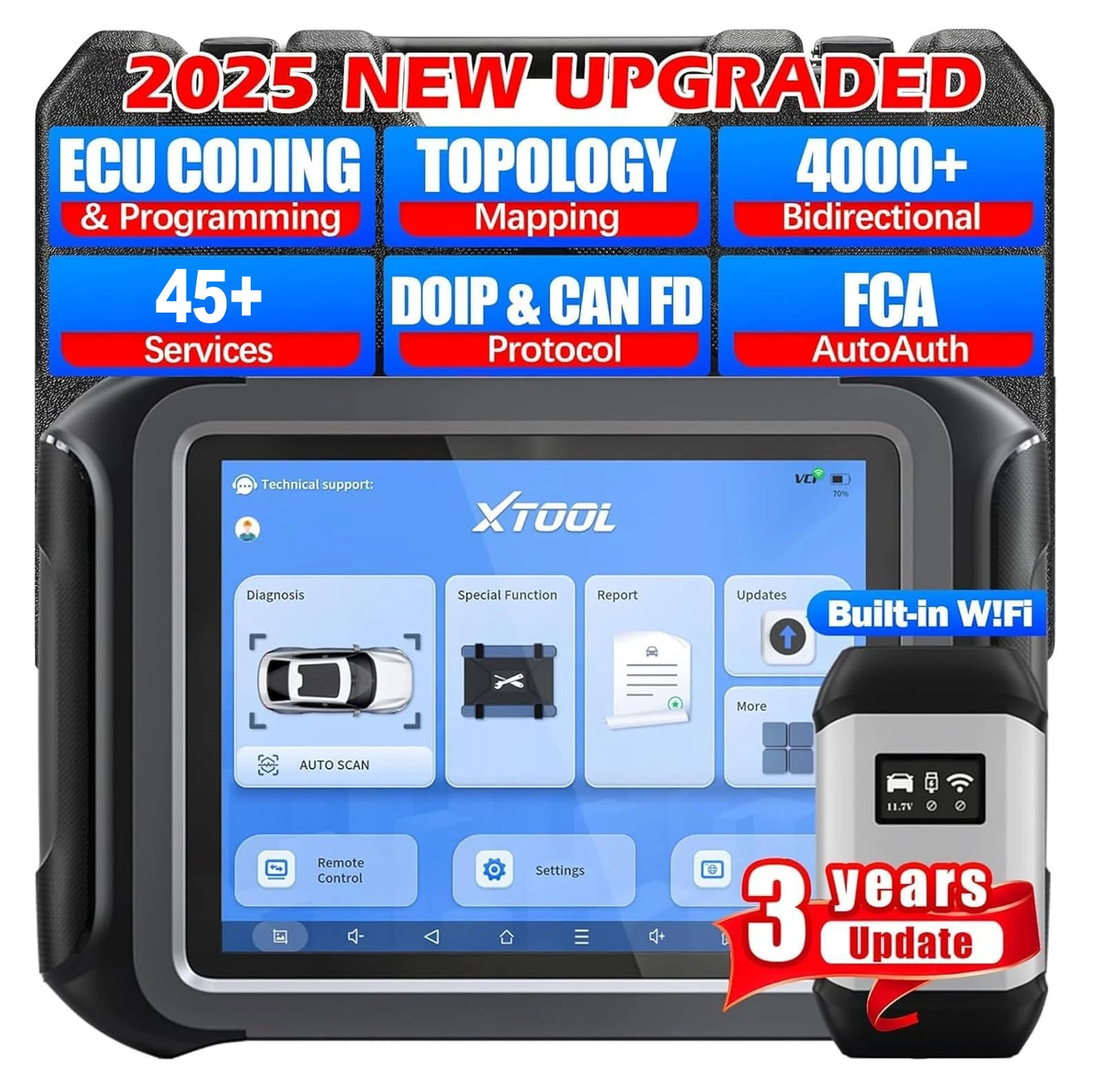 For D9S Pro Full System Diagnostic Scanner Key Programming ECU Coding OBD2 Code Reader 2-Year Warranty for Universal Vehicles