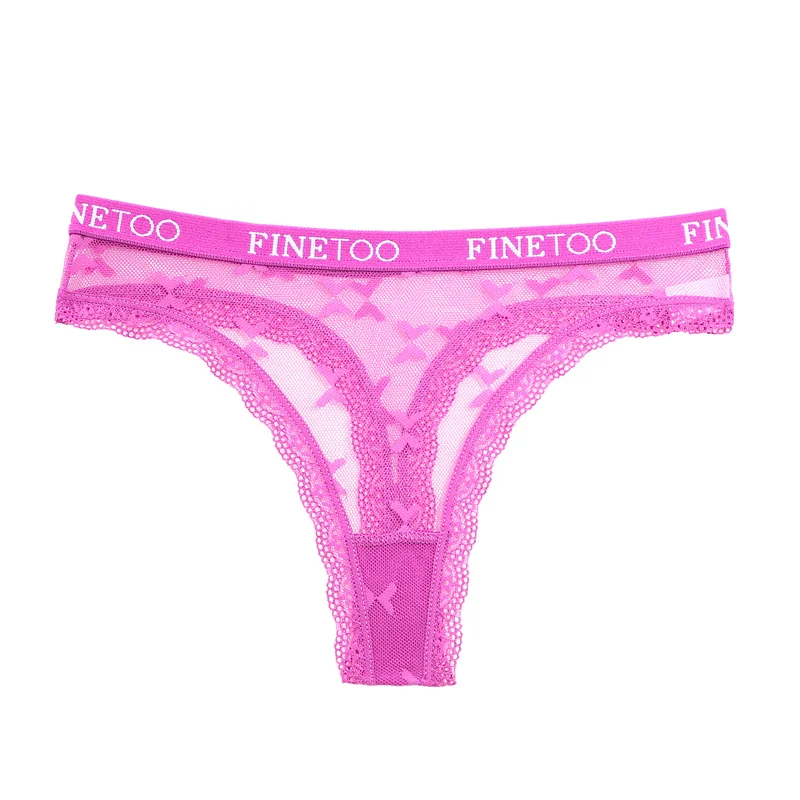 FINETOO Frauen Sexy Spitze Low-Rise Thongs Brief Taille Transparent G-String Damen Nahtlose Dessous Aushöhlen Perspektive T-Back