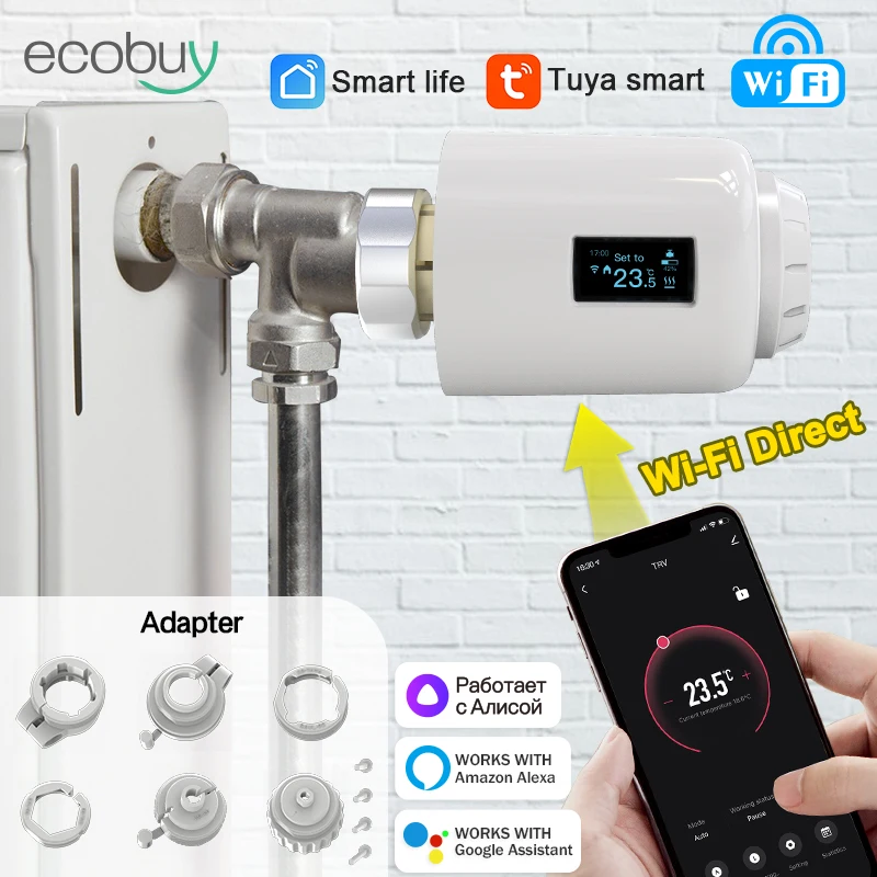 Tuya Smart Home Wifi Thermostatic Radiator Valve TRV Wifi Thermostat  Connected Thermostatic Head Valve Alexa Google Home