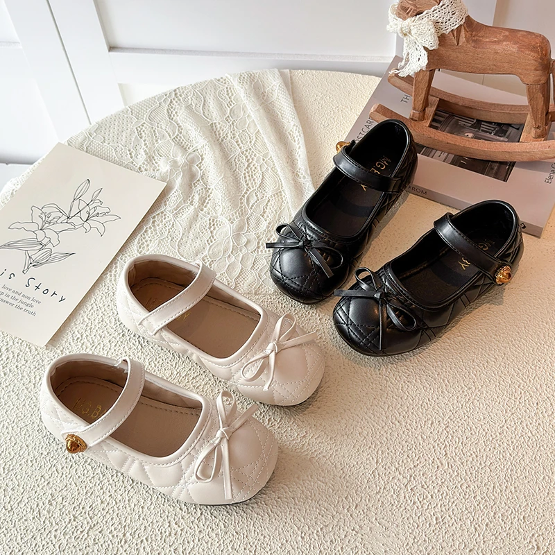 Spring Autumn Girls Princess Leather Shoes Fashion Kids Mary Janes Simple Classic with Bow-knot Chic Size 26-36 Brand New