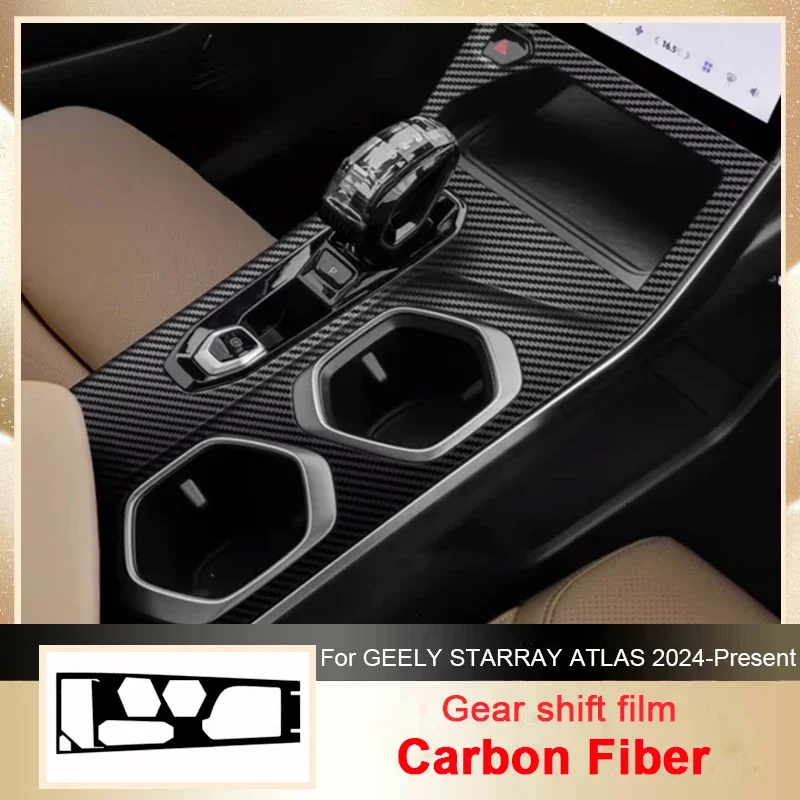 

For GEELY STARRAY ATLAS 2024-2026LHD Car Carbon Interior Sticker Auto Lifting Window Panel Decal Gear Inner Door Protective Film