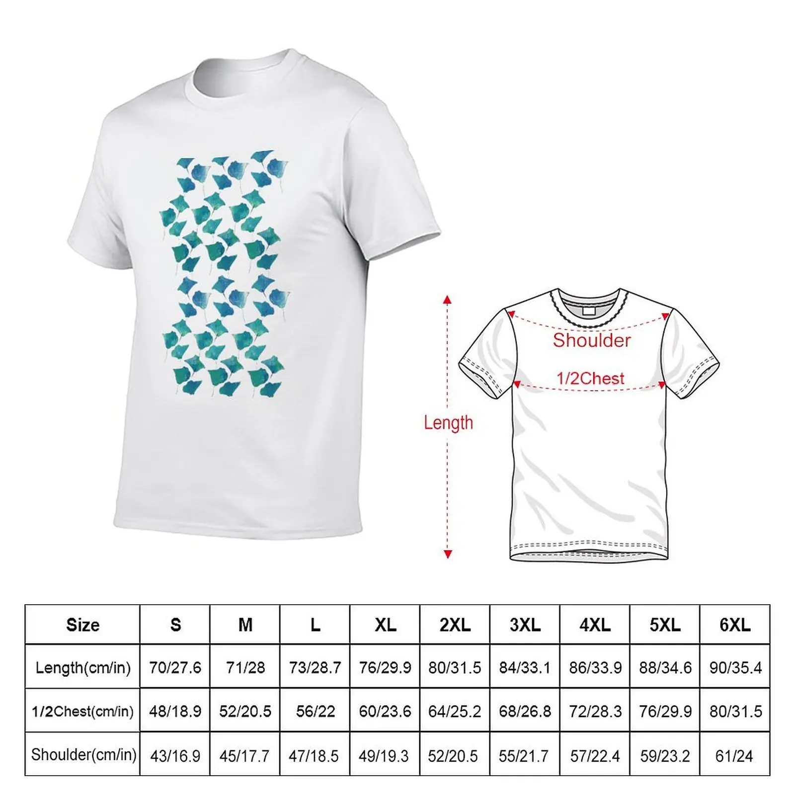 Manta Ray - Pattern T-Shirt Active Sports Short Sleeve Cotton Shirt