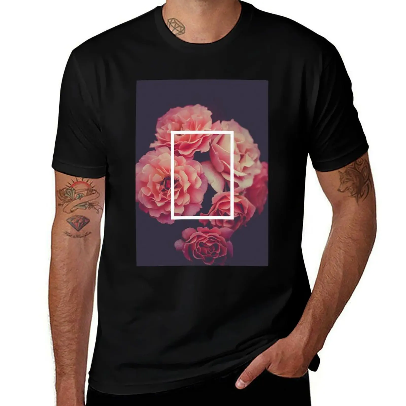 The 1975 Floral Rectangle T-Shirt Novelty Graphic Tee Shirt