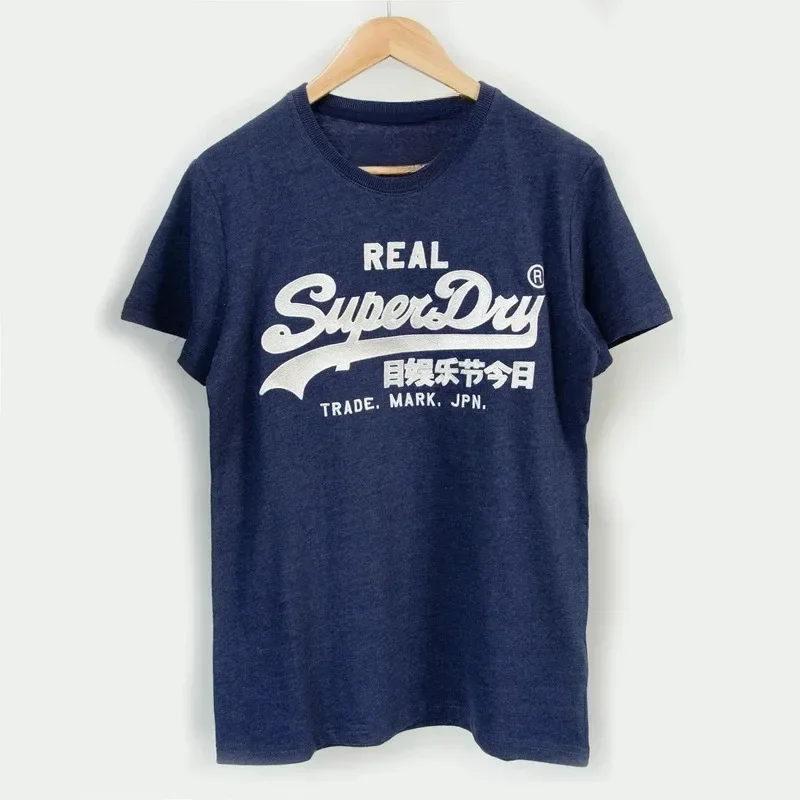 UK Superdry Extremely Dry Men's Summer Fashion Brand Printed Letter Short Sleeved T-shirt Cotton Slim Fit Round Neck T-shirt