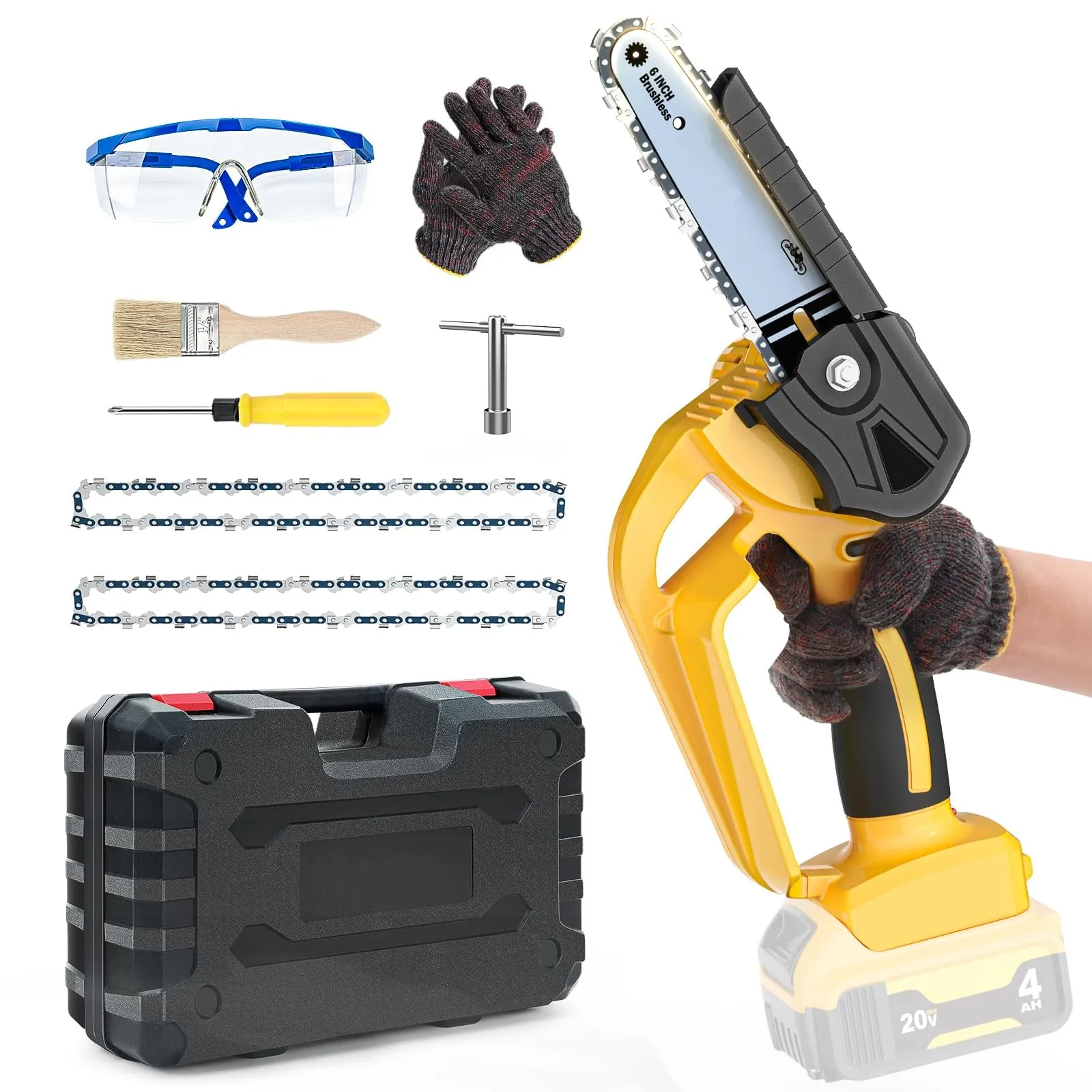 21v Lithium Battery Rechargeable Portable Electric Chainsaw Mill 6 Inch Cordless Mini Chain Saw