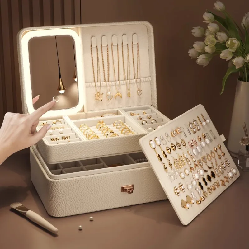

Multi-layer large-capacity earring, ring, necklace and bracelet anti-oxidation storage box for high-end jewelry.