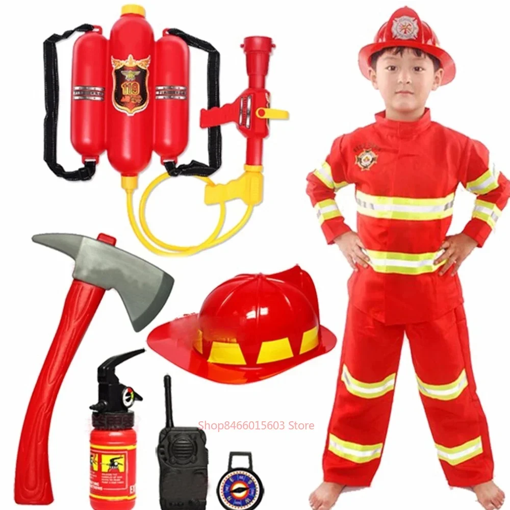 

Halloween Children Firefighter Uniform Kids Sam Fireman Role Work Clothing Suit Boy Kids Cosplay Costume Party Costume Gift