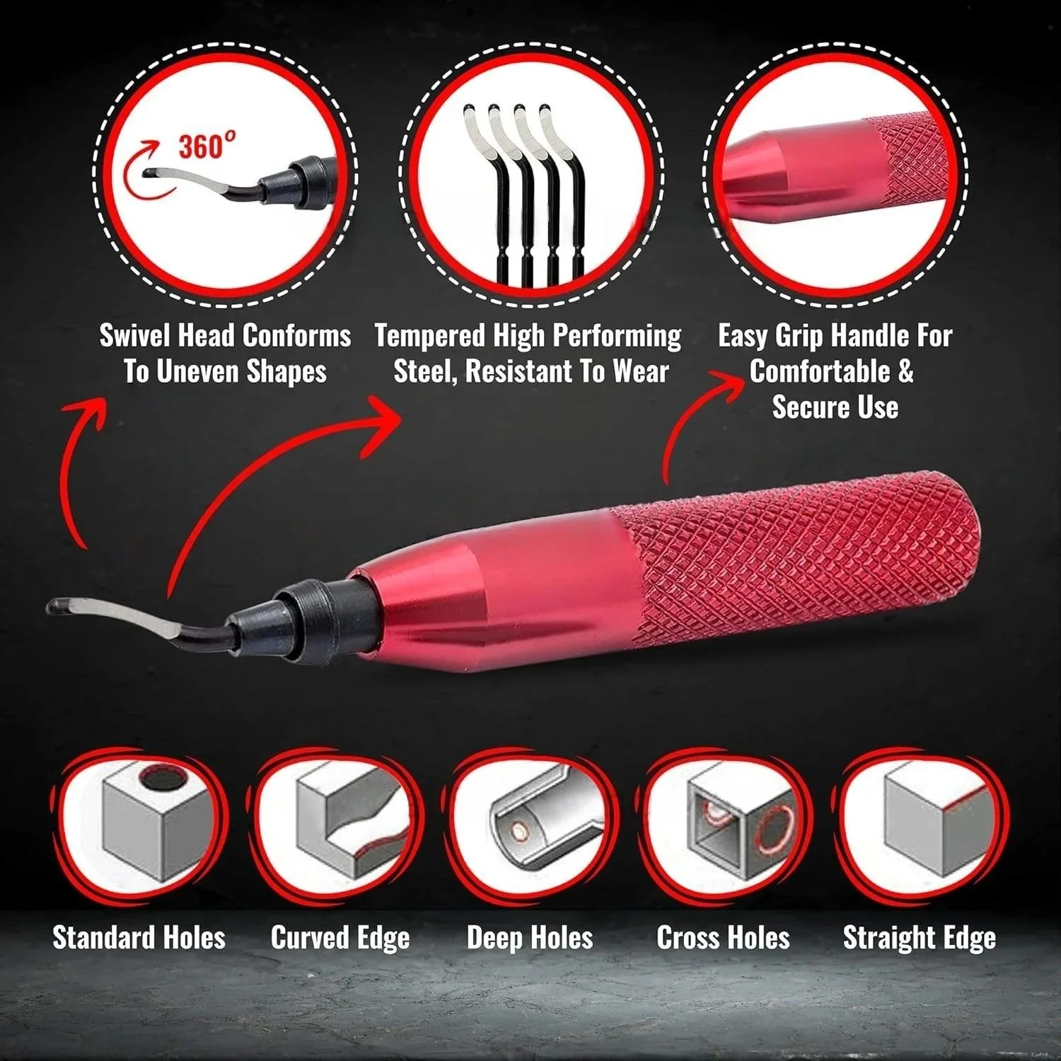 Grattoir d'ébavurage à lame HSS à main, lames d'ébavurage rotatives, outil manuel pour résine bois plastique aluminium cuivre et acier