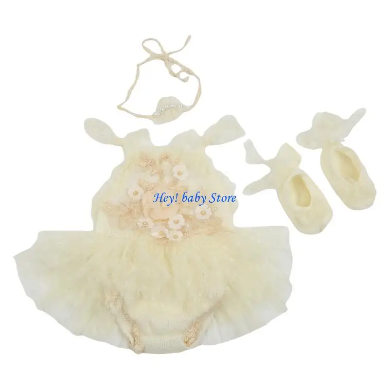 

Q1FE Новорожденный Фотография реквизит для девочки Кружевая Ромпе