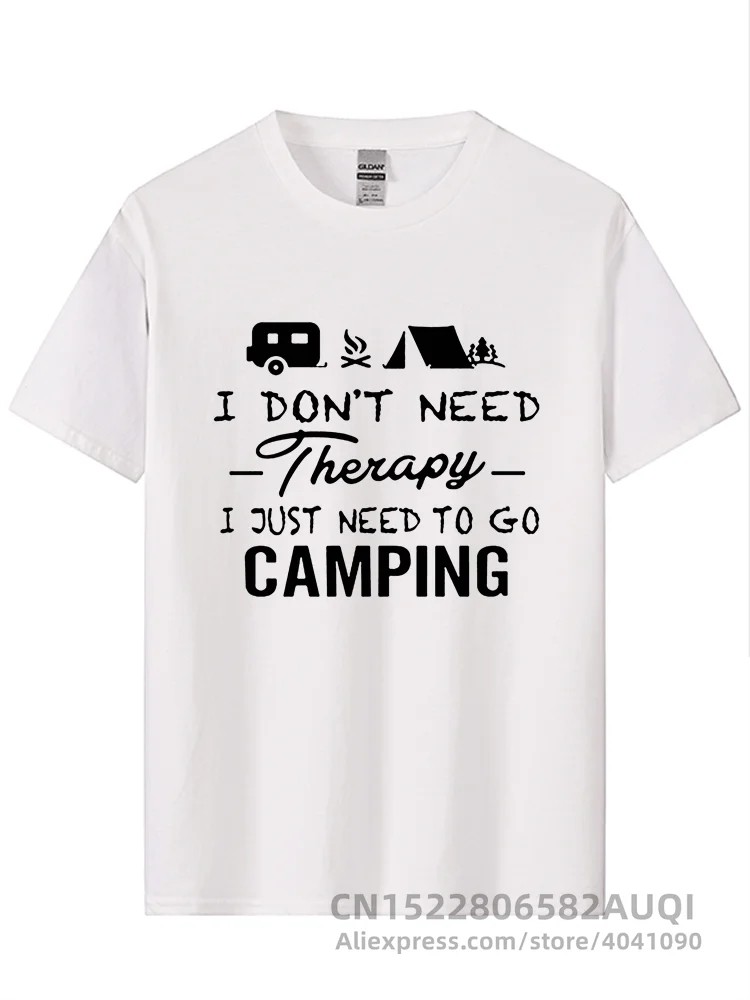 Camping Therapy T-Shirt Cotton Camper Tent Caravan Campsite Tops Fashion Short Sleeve T shirt Camisetas Hombre Streetwear