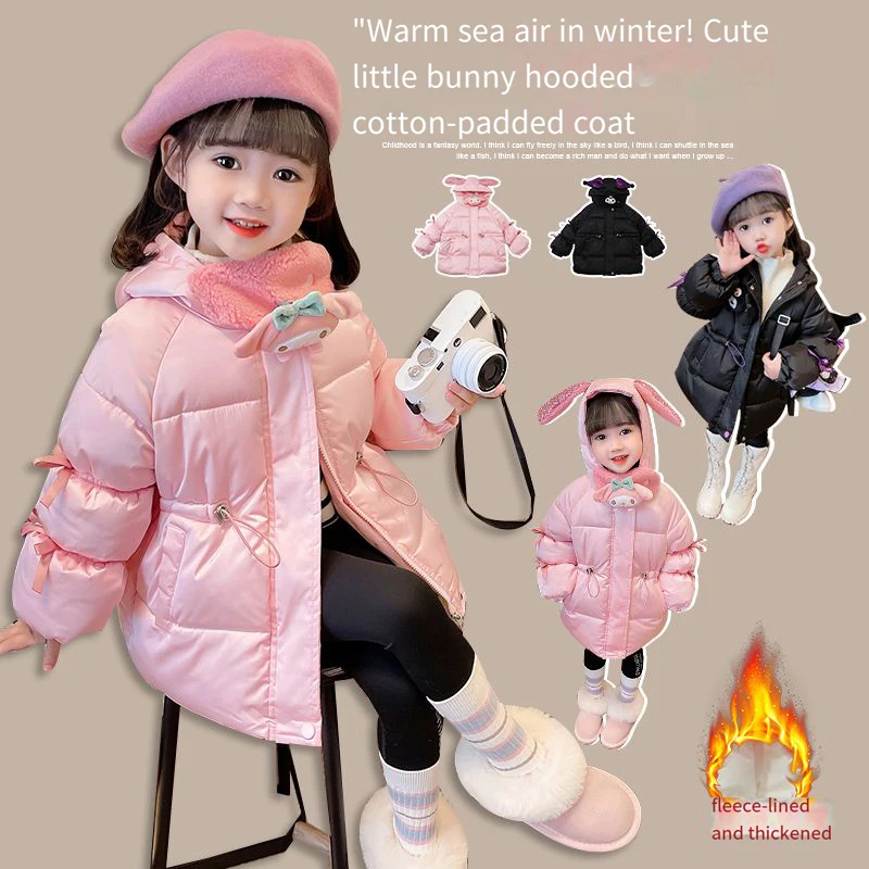 Kawaii kuromi casaco de algodão menina engrossar sanrios roupas de inverno novo para baixo roupas dos desenhos animados inverno criança algodão acolchoado jaqueta