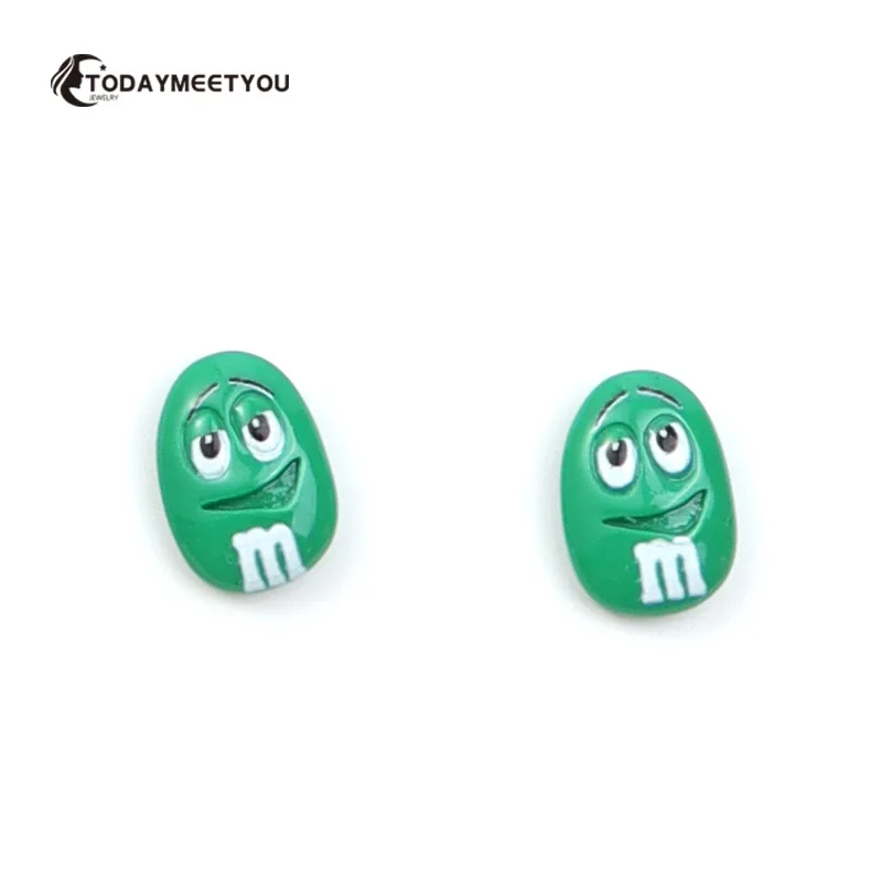 Face  M Candy Bean Resin Dangle Earring For Women Rainbow Colorful Fashion Hiphop Accessories Wholesale