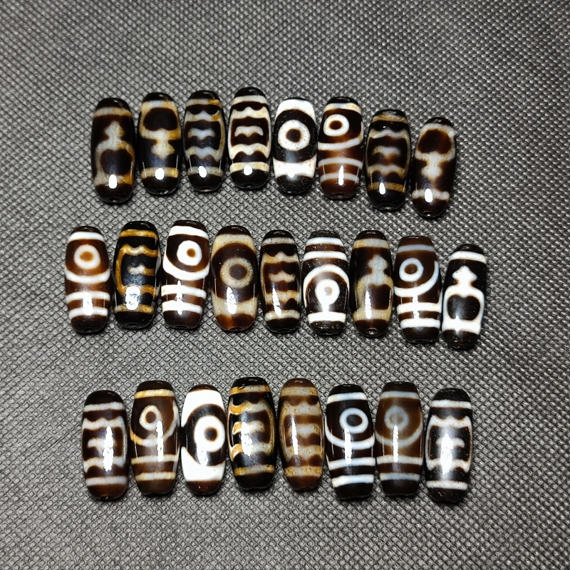 Different Totems 25pcs/lot Flat Elliptical Shape Agate DZi Beads Amulet Jewelry Bracelet NecklaceDIY Free Shipping