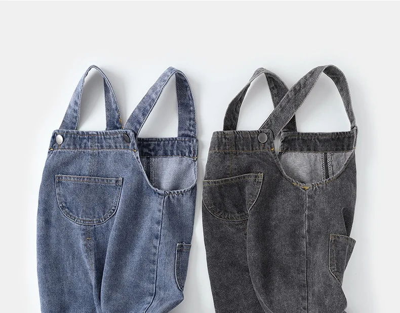 Frühling Herbst Denim Kinder-Latzhosen 0-5 Jahre Einfarbige Cowboy-Hosen für Jungen und Mädchen Kleidung mit Trägern Kinder-Latzhosen – Detail 4