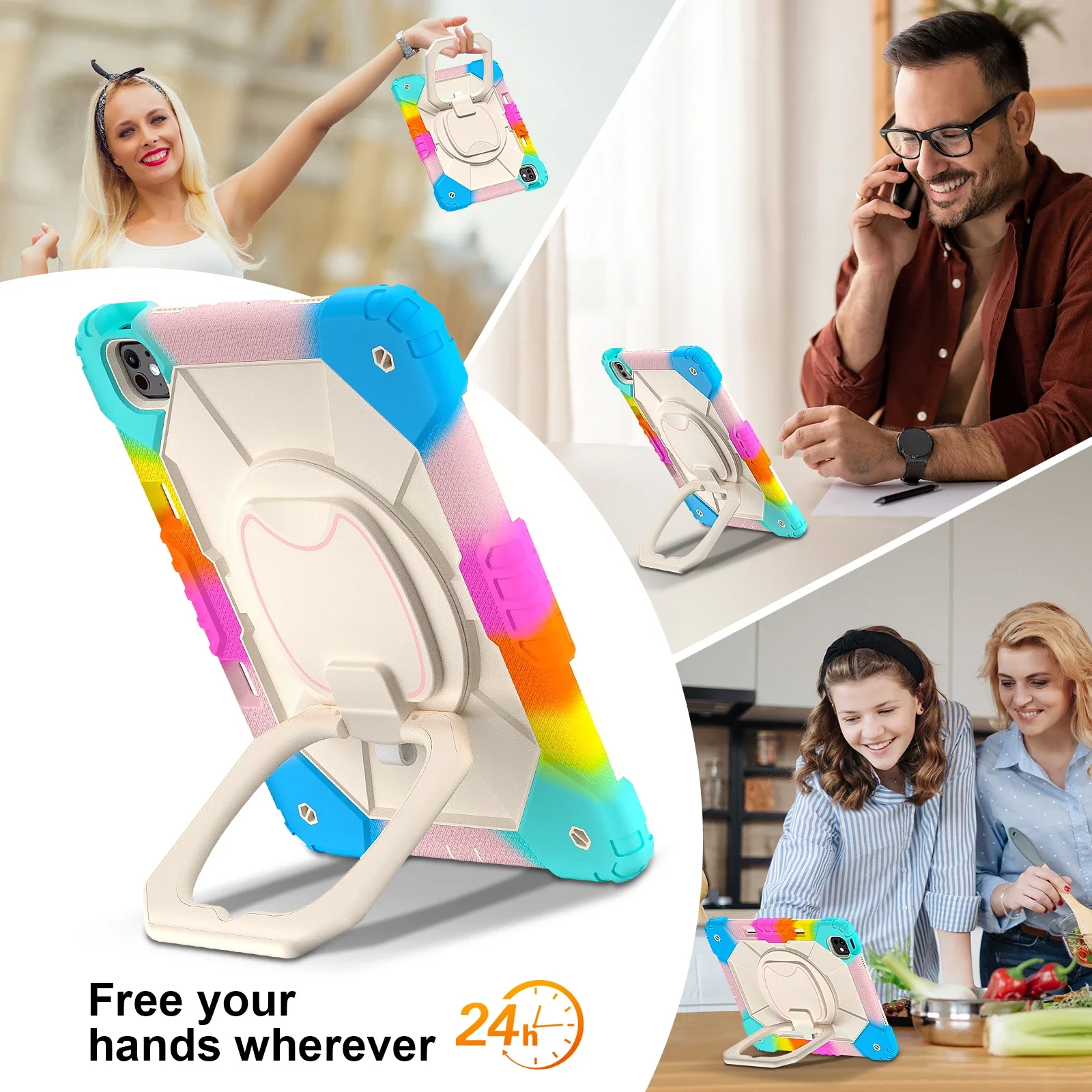 スタンド付き耐衝撃タブレットケース,360度回転,iPad 6,7,8,9,2022世代,pro,10.9,13,11,m4,mini,air 4,5,インチ