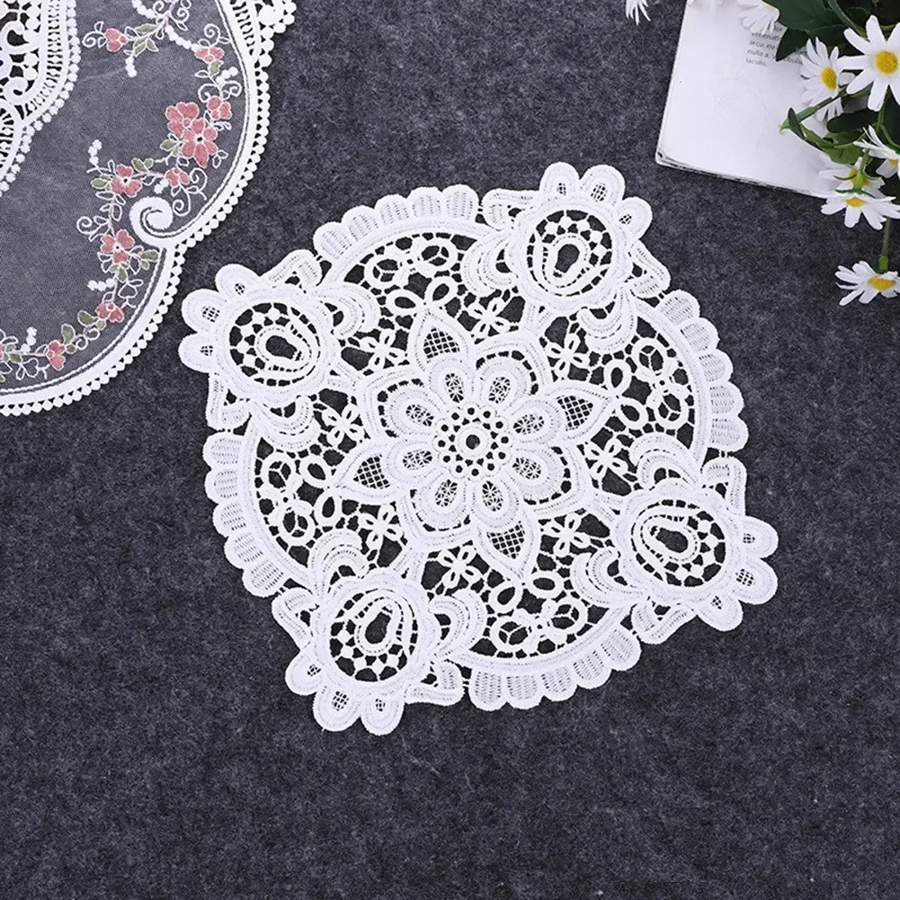 Lace Placemat Cloth 19*19 CM/20*20 CM Round Lace Doilies Crochet Round Lace Placemat Napkin Placemat Cup Dish Coaster