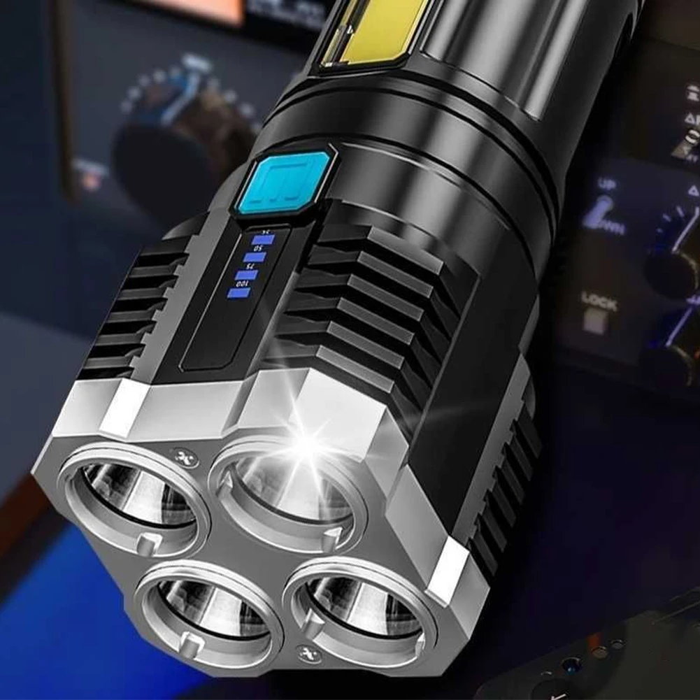 มินิแบบพกพา 4 Gears USB ชาร์จมัลติฟังก์ชั่น Night Safety Super Bright High Power ฉุกเฉินไฟฉาย LED กลางแจ้ง