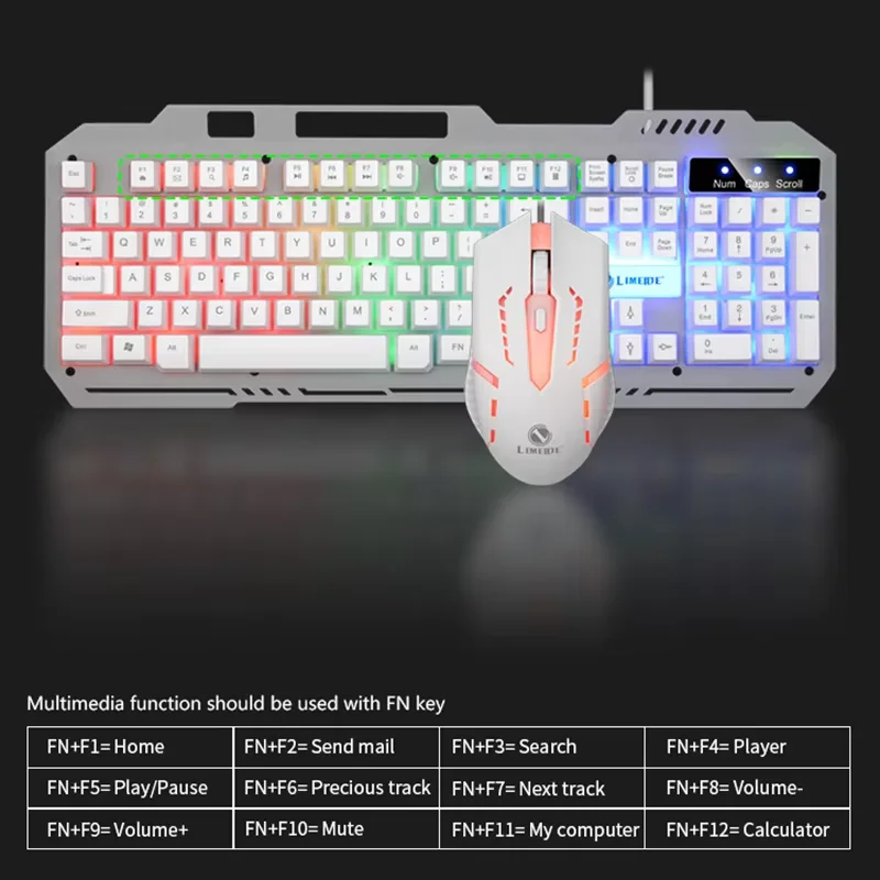 Imagem -02 - Metal Gaming Teclado e Mouse Combo Grupo Led Rgb Luminoso 104-key Teclado Gamer com Fio Notebook Laptop pc Desktop