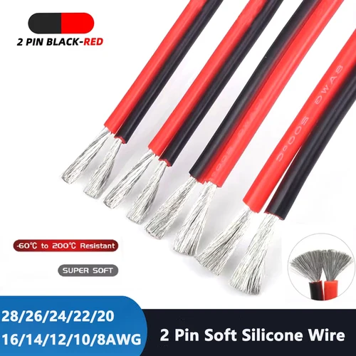 Cable de silicona Flexible súper suave 24 22 20 18awg 16awg 14awg 12awg 10 8AWG Cable eléctrico resistente al calor Cable de cobre estañado