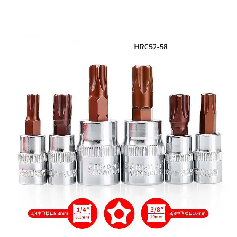 Imagem -06 - Pentalobe Chave de Fenda Bit Grupo Torx Star Head Cr-v Material Auto Ferramenta Hand Drive Socket Point T10-t50 Pcs por Conjunto