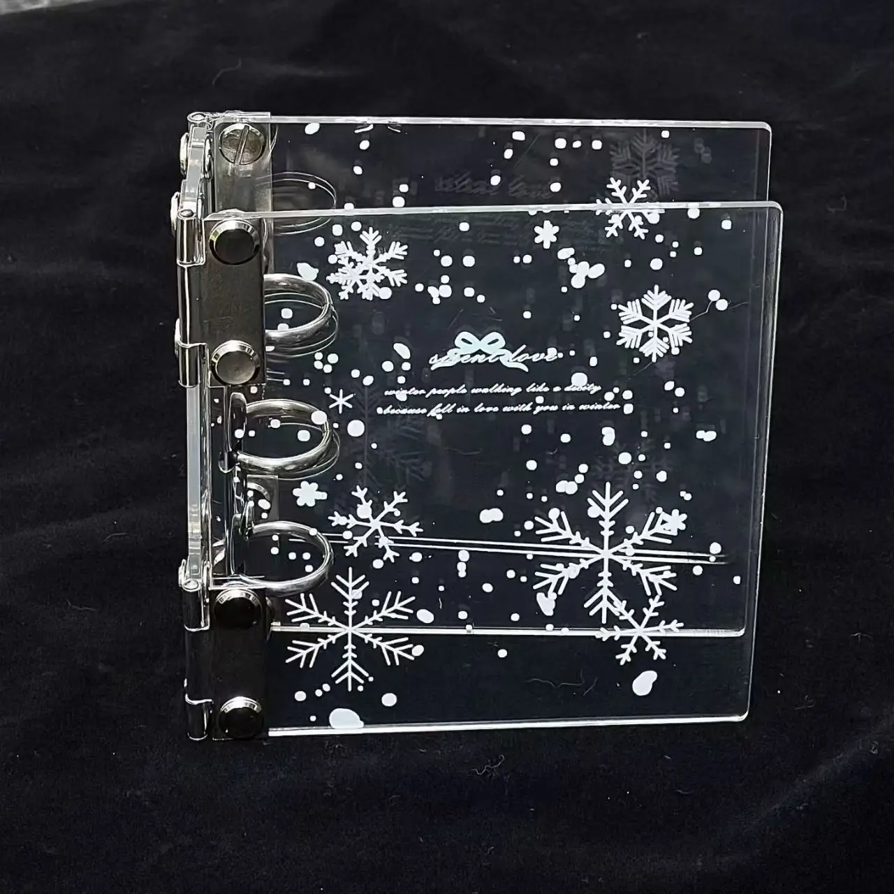 Snowflake Clear Acrylic Kpop Photocard Binder 4‑Pocket Photo Card Album Idol Photocards Collecting Storage Book Christmas Decor