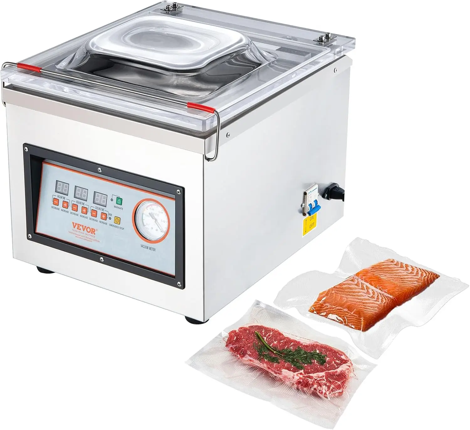 Chamber Vacuum Sealer, 320W Sealing Power, Vacuum Packing Machine for Wet Foods, Meats, Marinades and More, Compact Size with 12