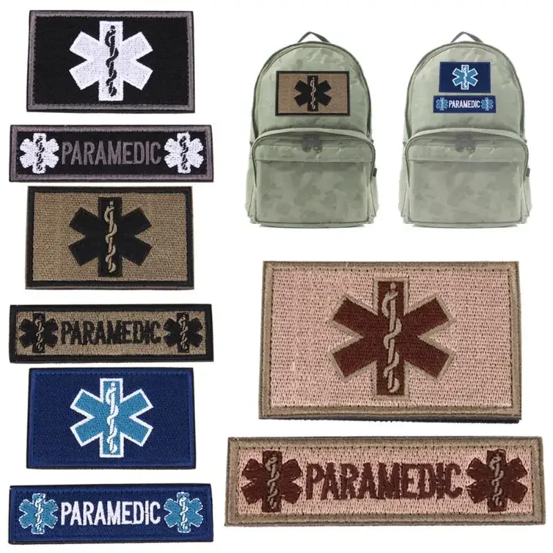 2pcs/set Embroidery Patch Emergency Medical Technician PARAMEDIC EMT Embroidered Patches Military Tactical Armband Badge Badges