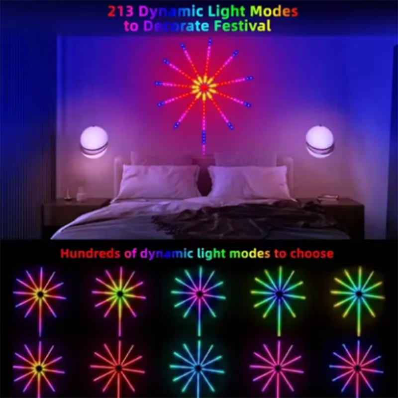 Sweet Romantic USB LED Firework Lamp, Indoor Color‑Changing Atmosphere Night Light, Birthday Gift for Girlfriend & Best Friend