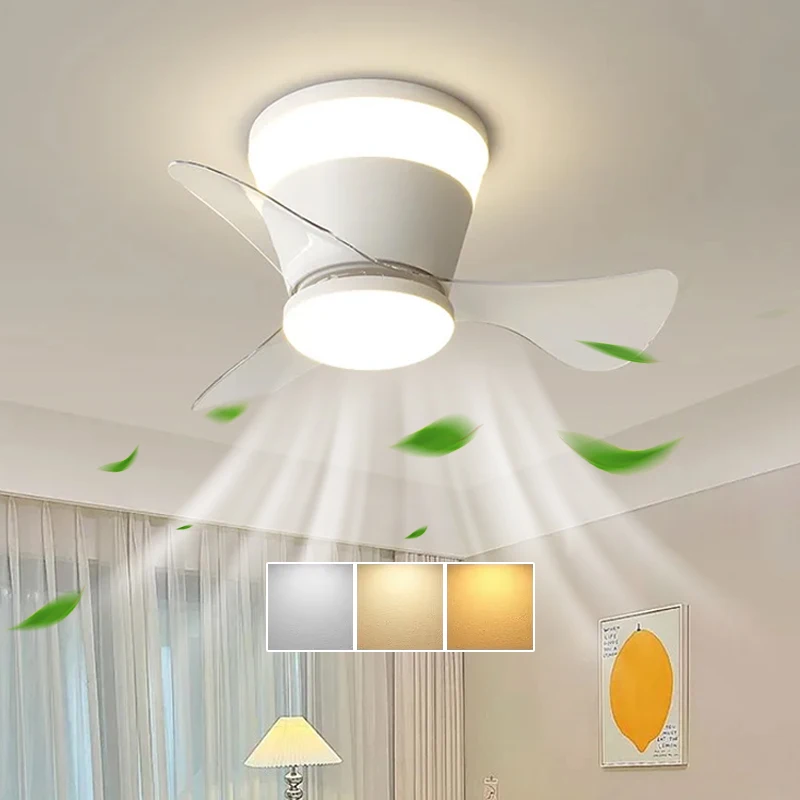 New Mini Ultra-thin Ceiling Fan Light Balcony Hallway Porch  Changing Room Narrow Space  Variable Frequency Ceiling Fan Light